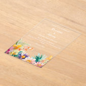 Elegante Hochzeit mit tropischer Wasserfarbe Acryleinladungen (Ablage )