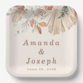 Elegante Hochzeit mit tropischer Wasserfarbe Pappteller (Vorderseite)