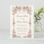 Elegante Hochzeit mit Vintager Blüte Einladung (Stehend Vorderseite)