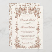 Elegante Hochzeit mit Vintager Blüte Einladung (Vorne/Hinten)