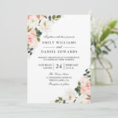 Elegante Hochzeit mit Wasserfarbe Blush Leaf Einladung (Stehend Vorderseite)