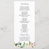 Elegante Hochzeit mit Wasserfarbe Rosa Blütenfarbe Programm (Rückseite)