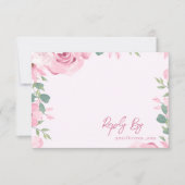 Elegante Hochzeit mit Wasserfarbe Rosa Blütenfarbe RSVP Karte (Vorderseite)