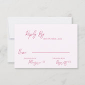Elegante Hochzeit mit Wasserfarbe Rosa Blütenfarbe RSVP Karte (Rückseite)