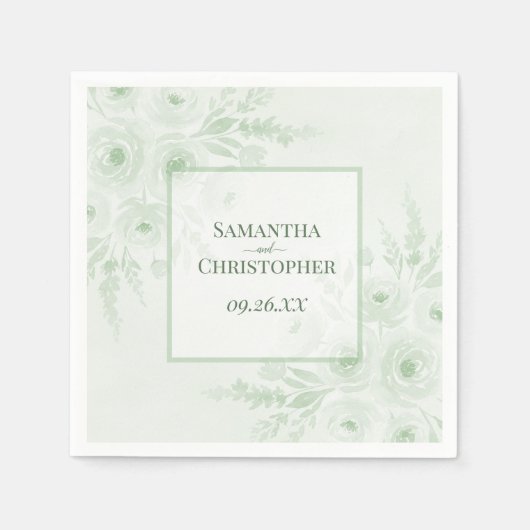 Elegante Hochzeit mit Wasserfarben-Boho-Blumen in Serviette (Vorderseite)