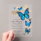 Elegante Hochzeit mit Watercolor Gold und Blue But Acryleinladungen (Insitu (Handheld))