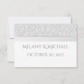 Elegante Hochzeit mit weißem Blumenmuster RSPV RSVP Karte (Rückseite)