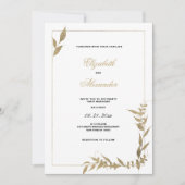 Elegante Hochzeit mit weißem und goldenem Blattwer Einladung (Vorderseite)