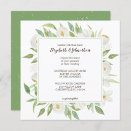 Elegante Hochzeit mit weißem und grünem Wasser Einladung