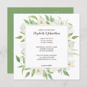 Elegante Hochzeit mit weißem und grünem Wasser Einladung