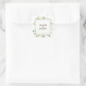 Elegante Hochzeit mit weißer und grüner Blüte Quadratischer Aufkleber (Tasche)
