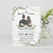 Elegante Hochzeit mit weißer und grüner Wasserfarb Einladung (Stehend Vorderseite)