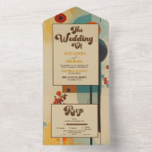 Elegante Hochzeit Mitte Jahrhundert All In One Einladung (Innen Boden)