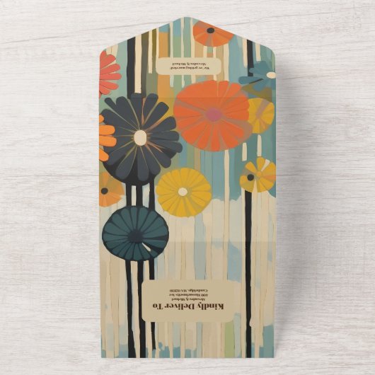 Elegante Hochzeit Mitte Jahrhundert All In One Einladung (Außenbereich)