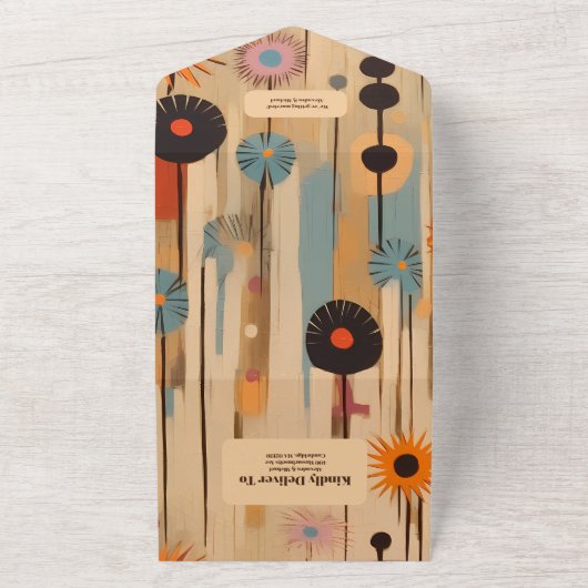 Elegante Hochzeit Mitte Jahrhundert All In One Einladung (Außenbereich)