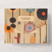 Elegante Hochzeit Mitte Jahrhundert All In One Einladung (Rückseite)