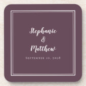 Elegante Hochzeit Moderne Lila Minimalistische Neu Getränkeuntersetzer (Vorderseite)