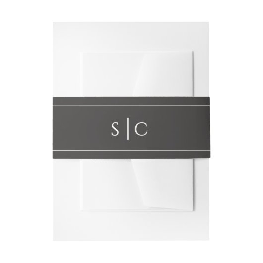 Elegante Hochzeit Moderne Monogram Soft Black & Cr Einladungsbanderole (Vorderseite Beispiel)