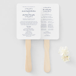 Elegante Hochzeit Moderne Zeremonie Programm Navy  Fächer