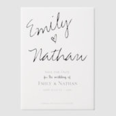 Elegante Hochzeit moderner Script-Herz-Typografie Pergament Einladungen (Vorderseite)