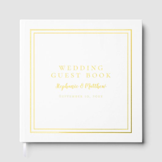 Elegante Hochzeit Modernes Foto Kalligrafie Real G Gästebuch (Vorderseite)