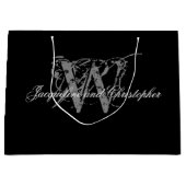 Elegante Hochzeit, Monogramm, Namen, Schwarz & Wei Große Geschenktüte (Vorderseite)