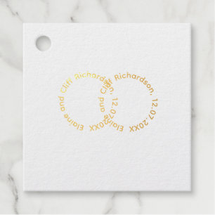 Elegante Hochzeit, Namen in Gold geschrieben, Geschenkanhänger