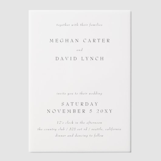 Elegante Hochzeit Pergament Einladungen (Vorderseite)