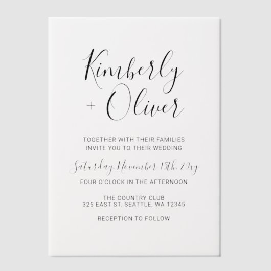 Elegante Hochzeit Pergament Einladungen (Vorderseite)