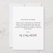 Elegante Hochzeit Personalisiert 4 Foto Collage Dankeskarte (Rückseite)