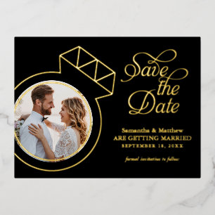 Elegante Hochzeit Rettet das Datum Foto Folie Einladungspostkarte