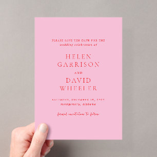 Elegante Hochzeit - Rosa und Rot - Save the Date Acryleinladungen