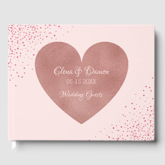 Elegante Hochzeit | Rose Gold Herzstück Confetti Gästebuch