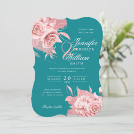 Elegante Hochzeit Rose Goldene Flora und Fauna Aqu Einladung