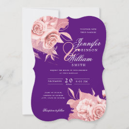 Elegante Hochzeit Rose Goldene Flora und Fauna Lil Einladung