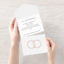 Elegante Hochzeit, Rosen-Gold geschriebene Namen,