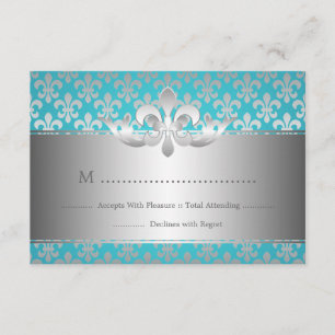 Elegante Hochzeit RSVP Fleur De Lis Blau Karte