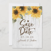 Elegante Hochzeit rustikaler Sonnenblumen Save The Date (Vorderseite)