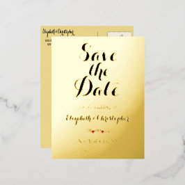 Elegante Hochzeit Save the Date Black Imitats Gold Folie Einladungspostkarte