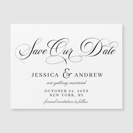 Elegante Hochzeit Save the Date einfache Magnetkar Magnetkarte (Vorderseite)