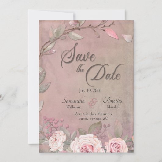 Elegante Hochzeit Save the Date Einladung (Vorderseite)