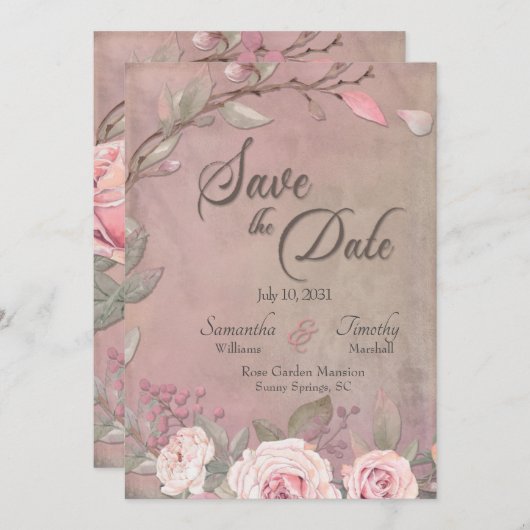 Elegante Hochzeit Save the Date Einladung (Vorne/Hinten)
