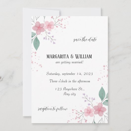 Elegante Hochzeit Save-the-Date Einladung (Vorderseite)