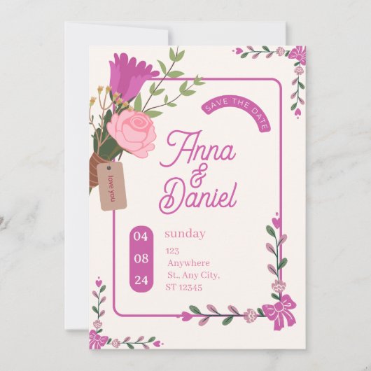 Elegante Hochzeit Save-the-Date Einladung (Vorderseite)