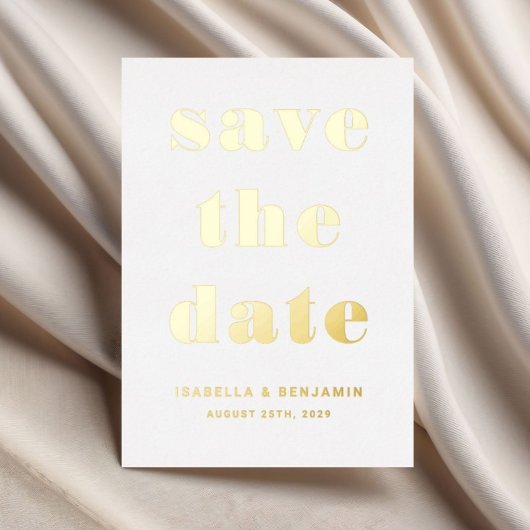Elegante Hochzeit Save the Date Gold Folieneinladung