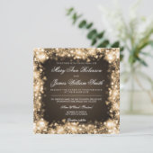 Elegante Hochzeit Save the Date Lights Gold (Stehend Vorderseite)