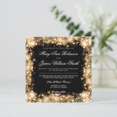 Elegante Hochzeit Save the Date Lights Gold (Stehend Vorderseite)