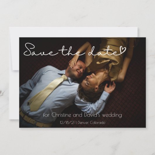 Elegante Hochzeit Save the Date mit Foto Einladung (Vorderseite)