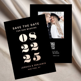 Elegante Hochzeit Save the Date Schwarze Rose Gold Folieneinladung
