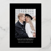 Elegante Hochzeit Save the Date Schwarze Rose Gold Folieneinladung (Rückseite)